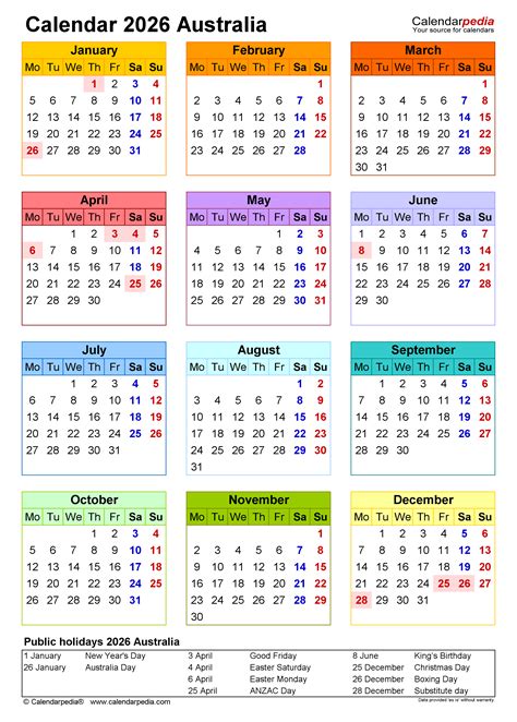 australian time and date calendar.